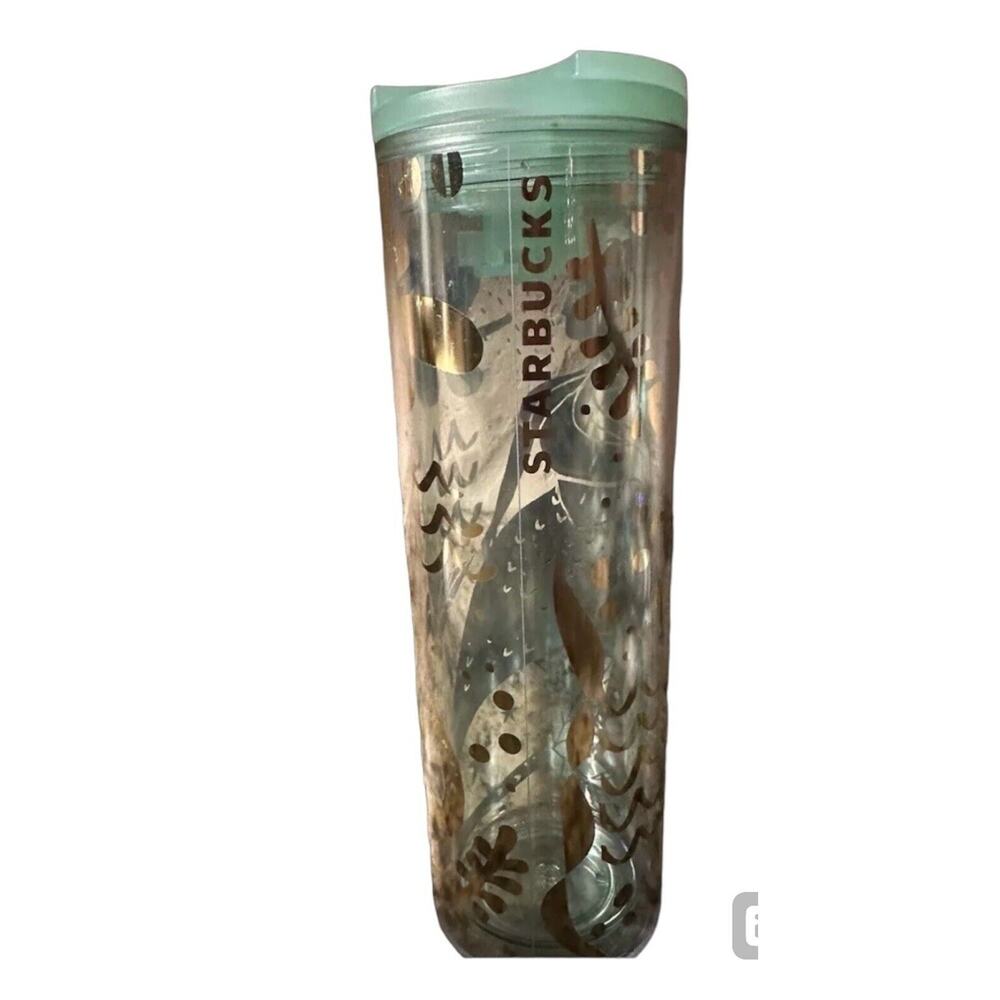 Starbucks Acrylic Golden Mermaid Siren 16oz. Grande Tumbler Twist Lid No Straw - Picture 1 of 9